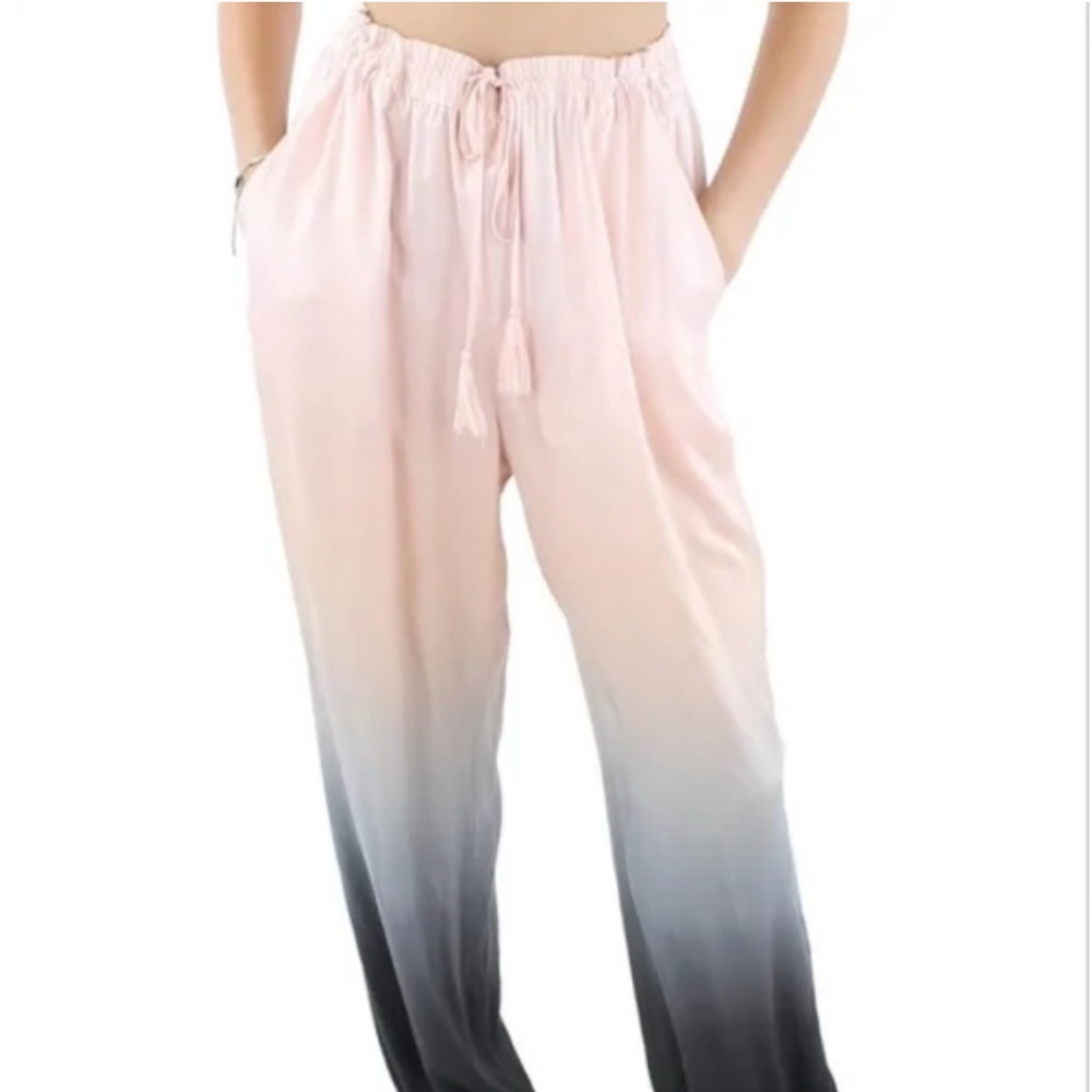 Badgley Mischka Plus Sz 2X Luxury Silk Lounge Pants Ombré Peach/Gray New